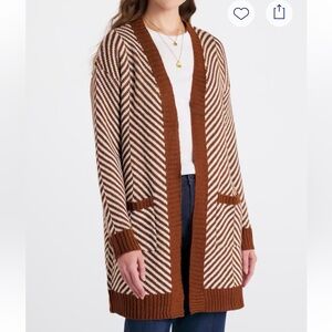Fortune and ivy brown herringbone cardigan